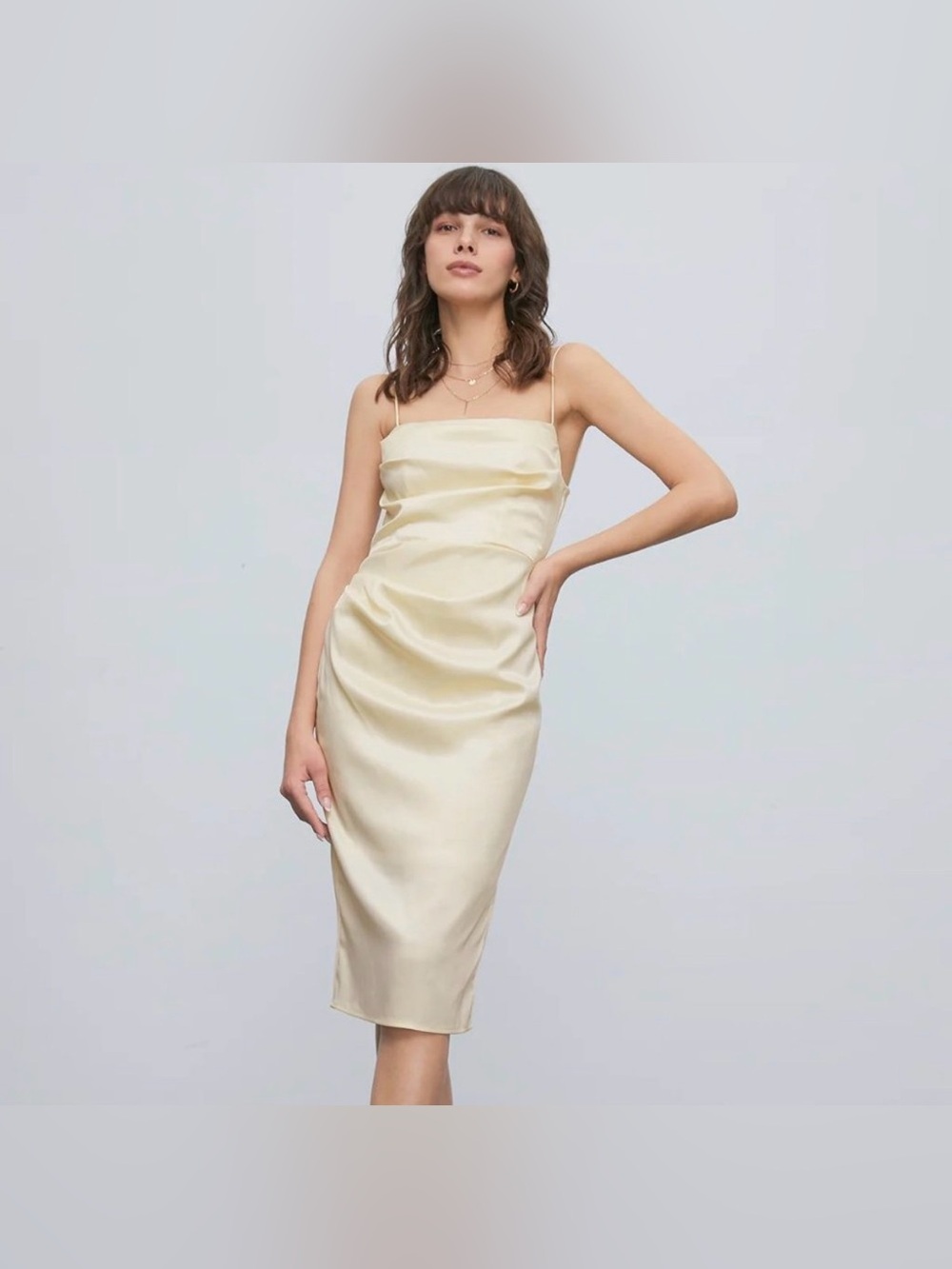 NWT The Commense Contour Satin Midi Dress, Size M
